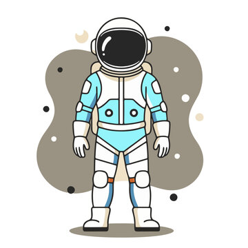 Astronaut in space suit flat vector illustration