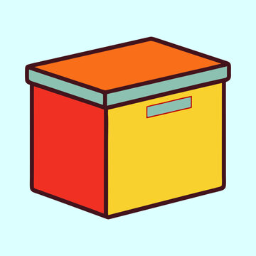 Colorful stylized storage box illustration for organizing and keeping things tidy