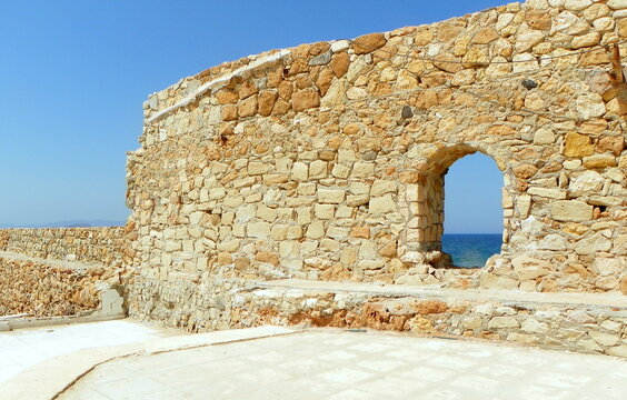 Greece, Crete, Chania, Defkalionos, Bastion of St. Nicholas of Molos, bastion walls