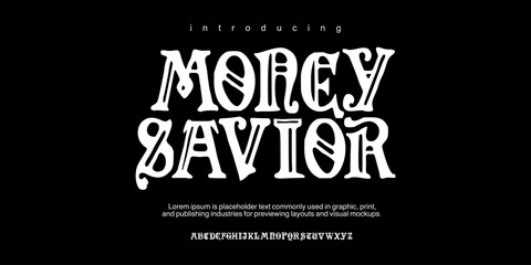 Fototapeta premium Money Savior: A vintage banknote serif font. Inspired by antique bank engravings and Victorian currency for classic financial branding.