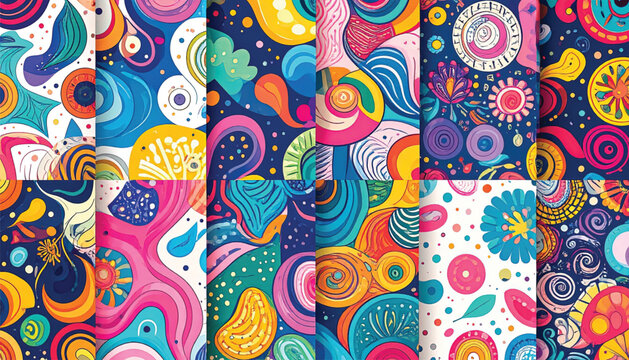 Colorful abstract shapes and patterns.