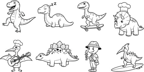 Cute Cartoon Dinosaur Activity Collection Set with Funny Prehistoric Characters VectorCute Cartoon Dinosaur Activity Collection Set with Funny Prehistoric Characters Vector © Md