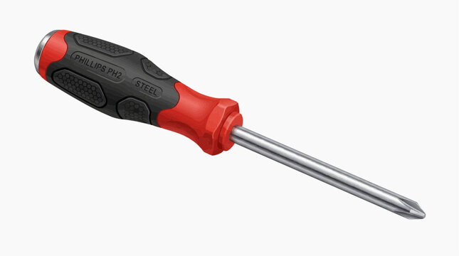 Phillips screwdriver vector, realistic handle, isolated on white background