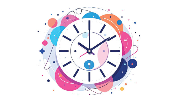 Colorful Analog Clock Face Closeup.