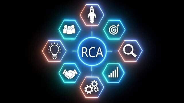 Root Cause Analysis Concept on the transparent background. Represents finding the root cause of the problem, solving the organization's problems to make it sustainable. Idea of analysis .HD video 