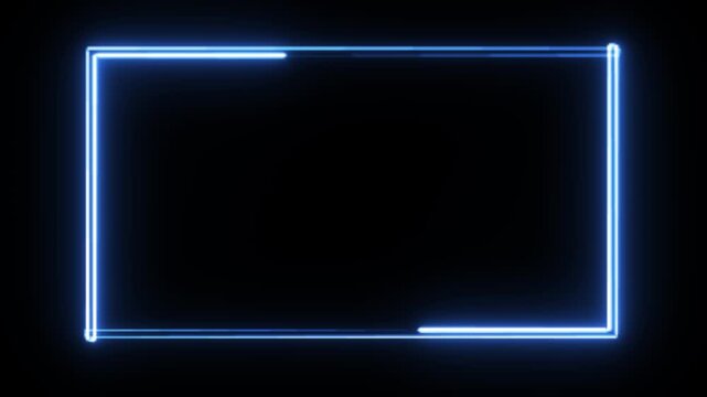 Glowing neon pink rectangular frame with vibrant light effect on dark black background for futuristic technology