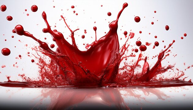 vivid red blood splatter on transparent showcasing dynamic patterns in detail blood splatter on white background