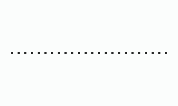 Black dashed line divider consisting of small rectangles arranged in perfect horizontal sequence for modern UI design elements and website layouts isolated on neutral white background.