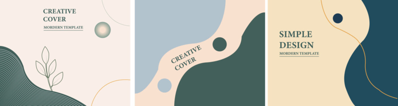 A set of modern template designs for creative covers with abstract shapes and minimalist style elements