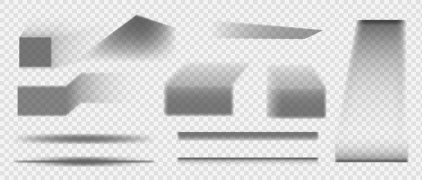 Shade shadow effect of different shapes, Realistic soft gray shadows of paper boxes packaging set
