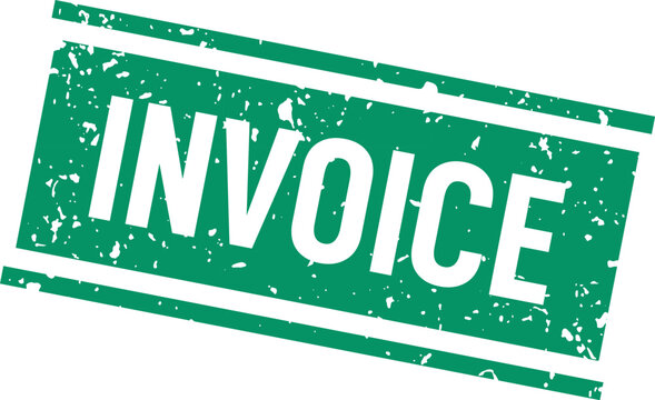 Green invoice stamp graphic textured rubber seal for financial documents and business transactions