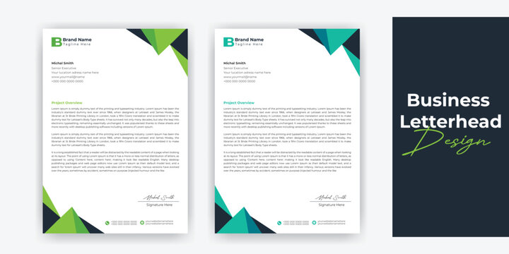 Modern corporate business letterhead template design with color variation