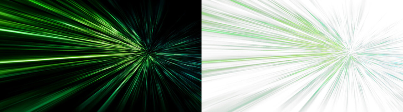 Abstract green energy trails with glowing speed line design