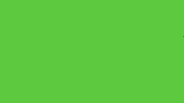 Red shopping cart moving across green background with stop motion animation and minimal design