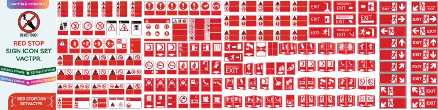 Traffic signs on the red triangle. Big vector collection. Big Realistic Set Of Road Signs And Traffic Lights And Semaphores. Large Vector Collection of Stop Signs, Prohibition Symbols set.