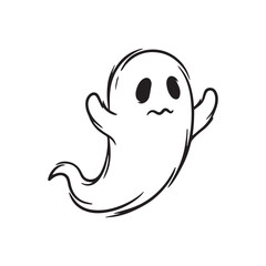 Obraz premium Hand Drawn Ghost Doodle Illustration Cute Spooky Line Art Character for Halloween