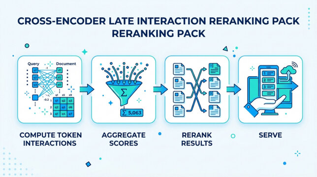 Graphic representation shows computing token interactions for reranking results