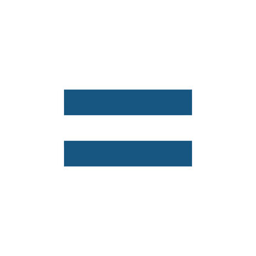 Two blue horizontal parallel bars mathematical equal sign.