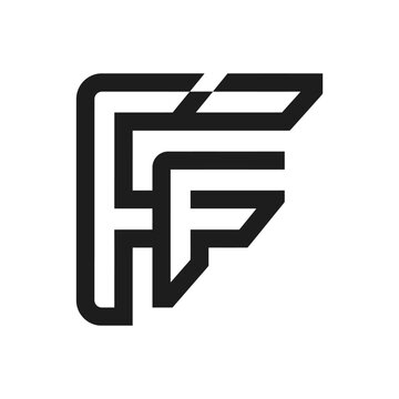 Dynamic interlocking double letter F logo design.
