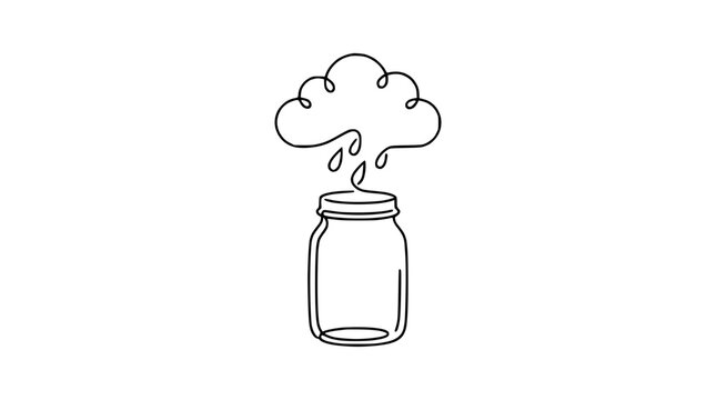 Cloud Rain Jar Line Art