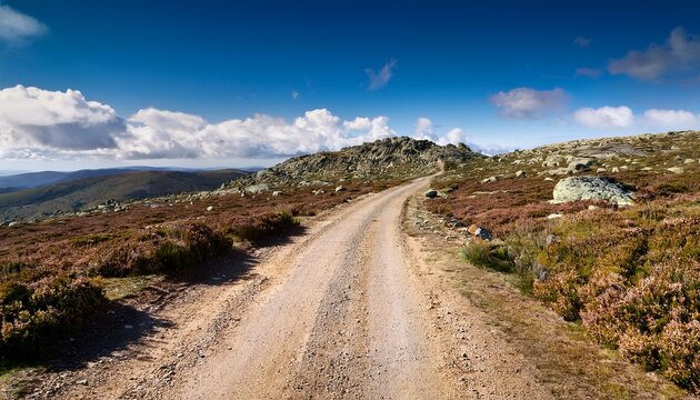 mountain landscape dirt road in the serra da estrela natural park portugal