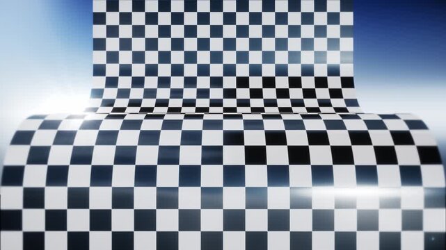 Black and white checkerboard surface bending in a wave shape as a seamless loop animation, abstract 3D grid background with alpha channel version for broadcast and creative content 16:9
