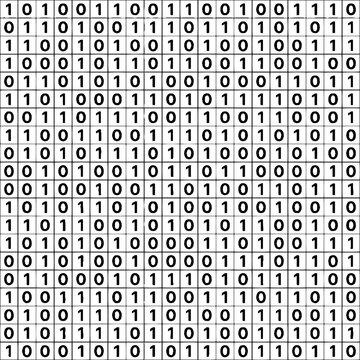 Binary code pattern with zeros and ones in a grid layout