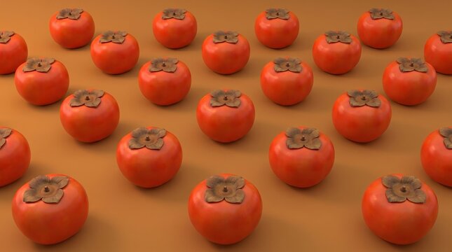 KMT009【果物】柿　斜め配列　デザイン用
