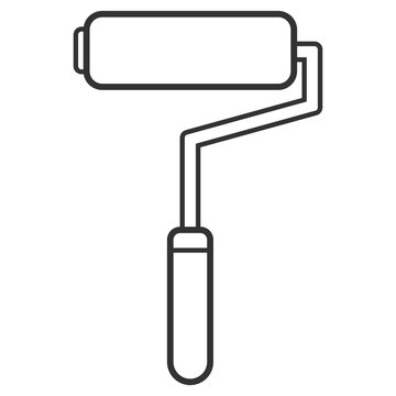 black outline paint roller icon