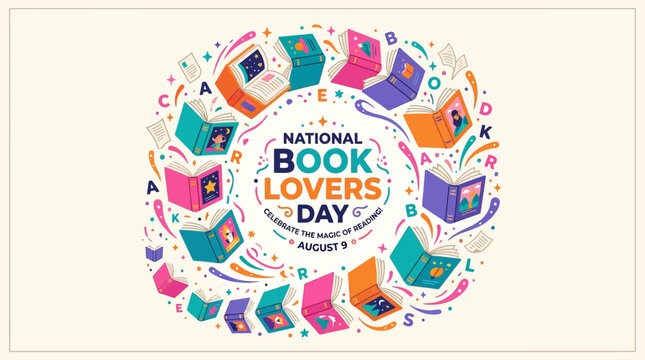 Colorful celebration infographic highlights national book lovers day with open books