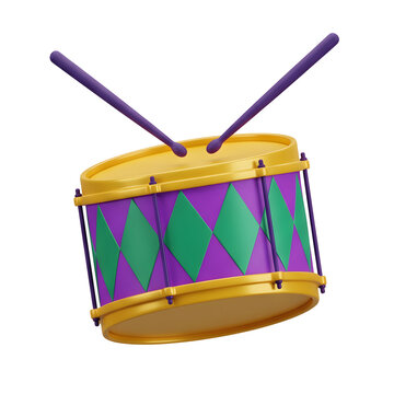 Cartoon Marching Drum Isolated on White