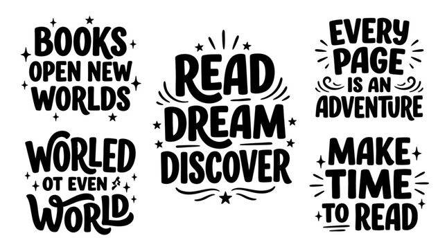 Inspirational reading quotes graphic design encourages literacy and imagination through playful typography