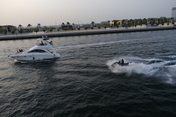 Fototapeta premium speed boat on the river