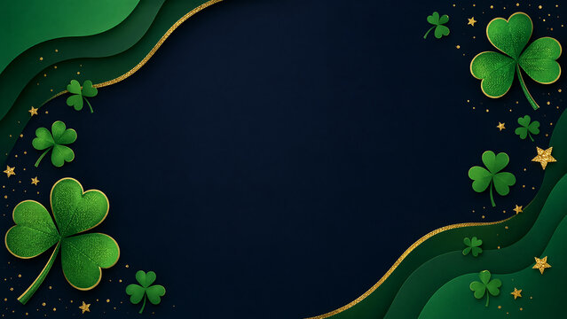 St. Patrick's Day shamrock border with green and gold decorations