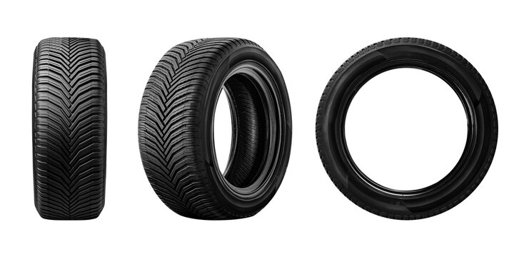 Car tire , Truck tire , Pick up tire , Snow tire set photo transparent on white background.