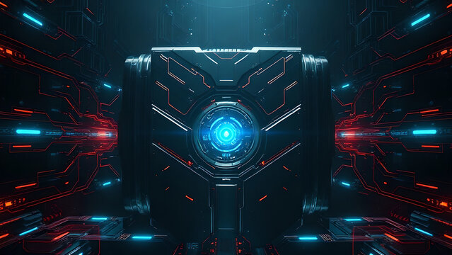 Dark Cinematic: Cybernetic Monolith - Cyan Core Glow