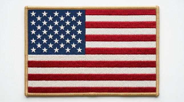 Embroidered american flag patch isolated on white background