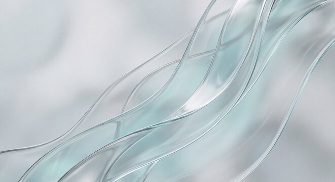 Abstract waves flow gently across a soft, blurred background with light blue and white hues