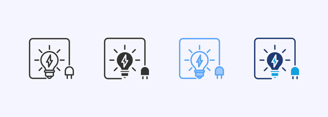 Fototapeta premium Electricity Icon Set Multiple Style Collection Illustration
