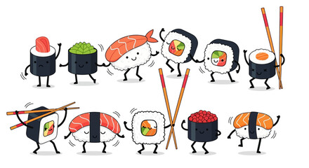 Kawaii Sushi Character Clipart Set © Bagaskara