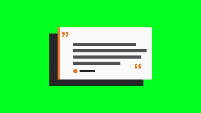 Animated Quote Box Testimonial Template with Sliding UI Elements and Text Placeholder on Green Screen Chroma Key Background