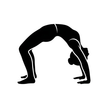 Elegant Black Silhouette of Yoga Bridge Pose for Fitness Wellness