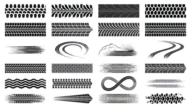 Tire Tracks Collection: Diverse Tread Patterns and Textures