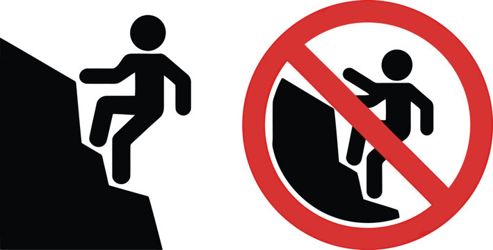 Do not climb rock or mountain hazard vector illustration
