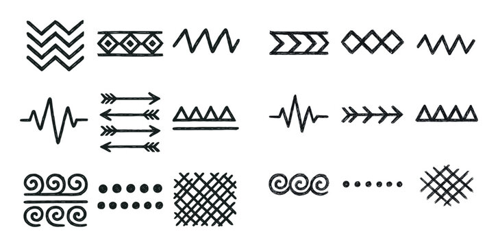 Decorative icons with chevron wave dot pattern