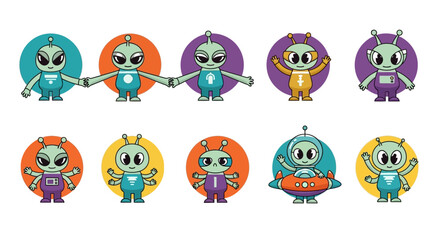Cute Alien Character Icon Set © Benu