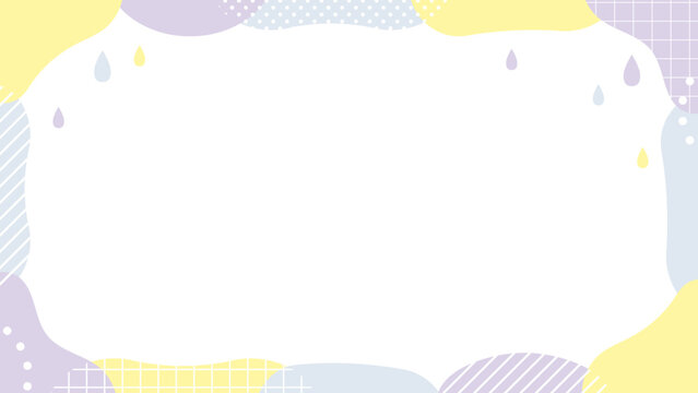 梅雨　雨の雫のポップ なフレーム　背景　16:9	
