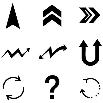 Diverse set of black arrow symbols as PNG element