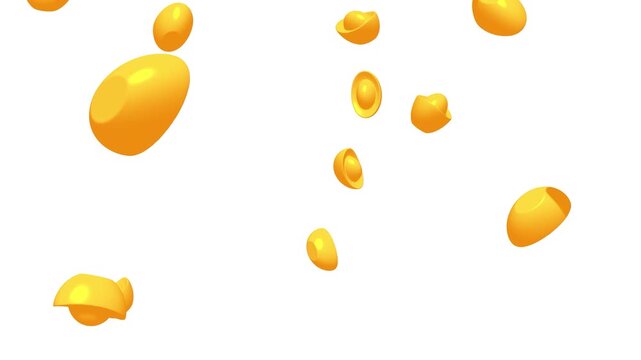 Chinese gold ingot yuan bao. Wealth, prosperity, fortune lucky success. Traditional Chinese New Year culture. 3d render animation available in FullHD and 4K video