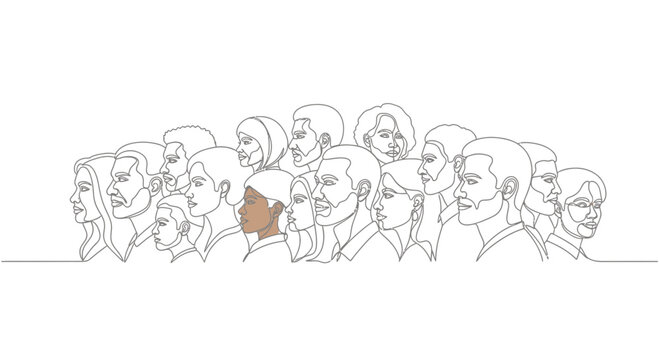 Continuous Line Art of Diverse Crowd Faces